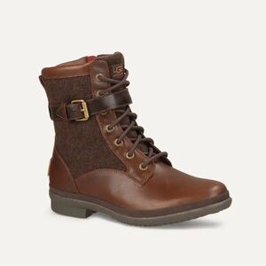 Ugg Kesey Chestnut Brown Lace-Up Combat Ankle Boots Waterproof